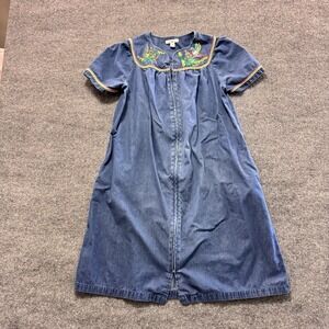 Go Softly Patio Floral Embroidered Dress Women's S Lounge Grandma Mumu House